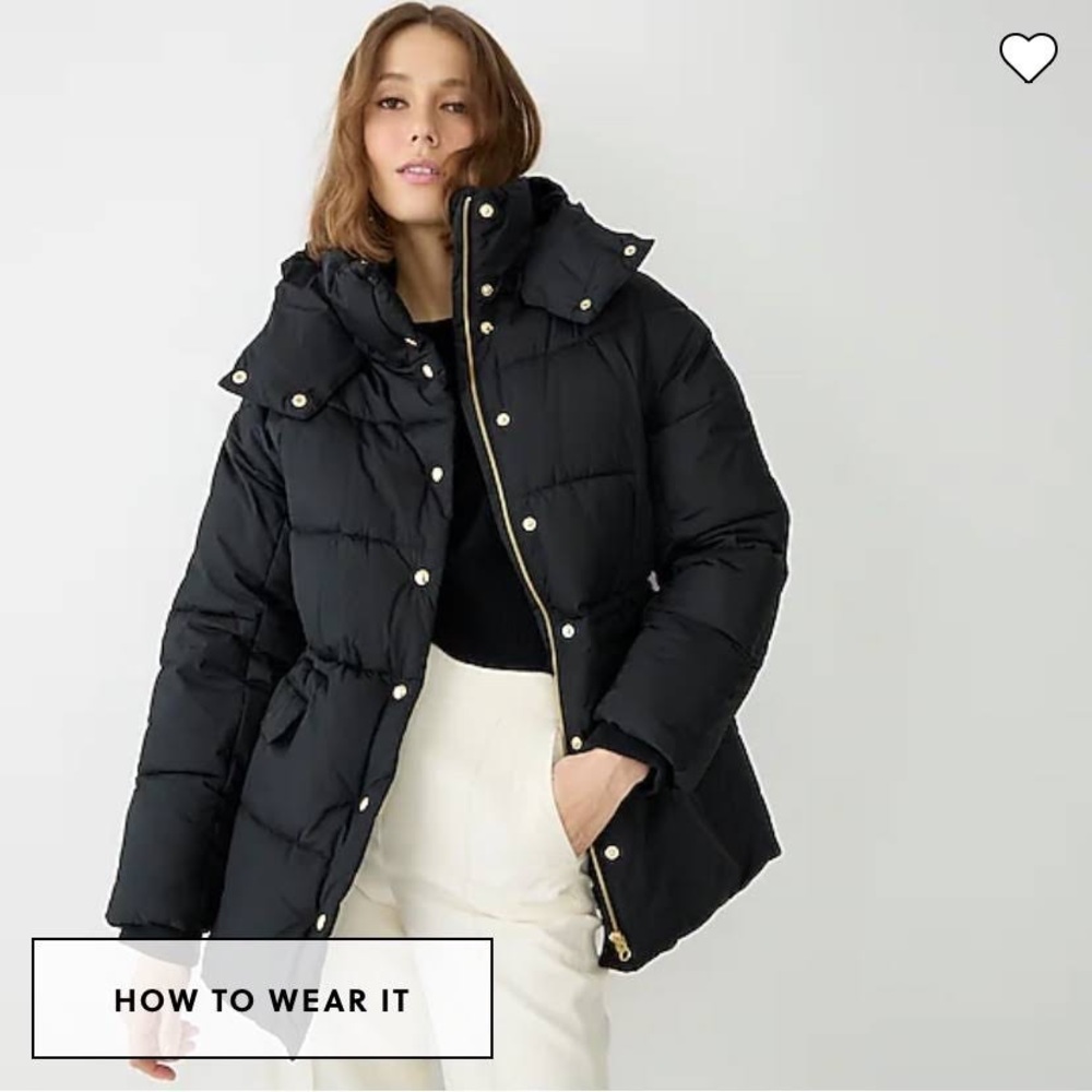 J.crew NWT Chateau puffer jacket in black size XXS